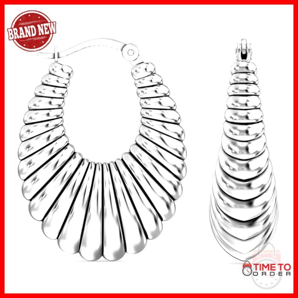 Sterling Silver Chunky Hoop Earrings, 25mm Lightweight Click-Top